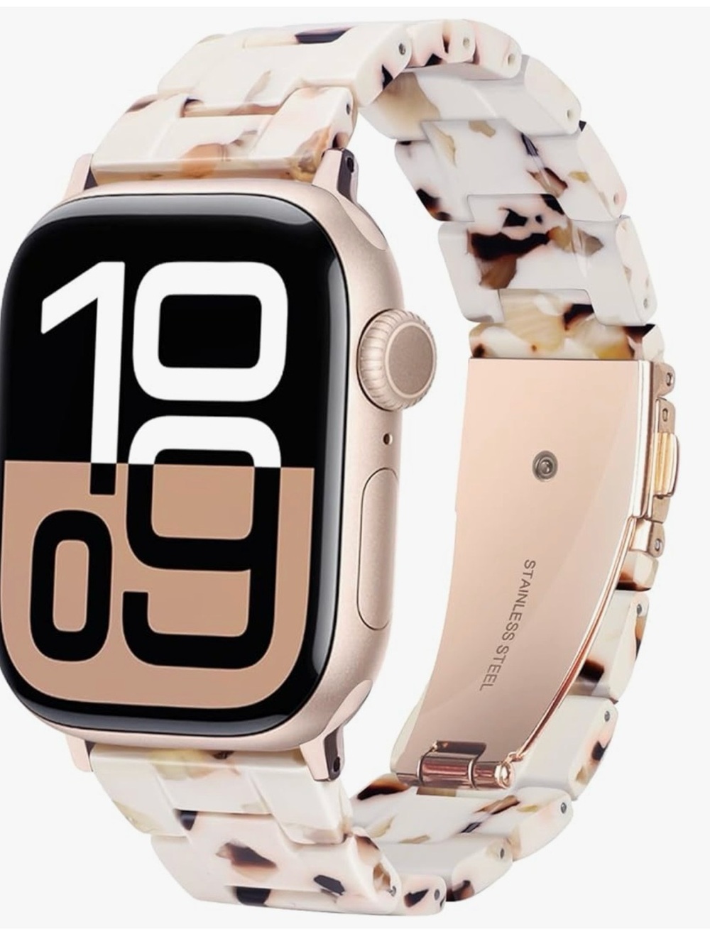 New never used Cream Tortoiseshell HOPO Resin Watchband 38-49 mm gender neutral